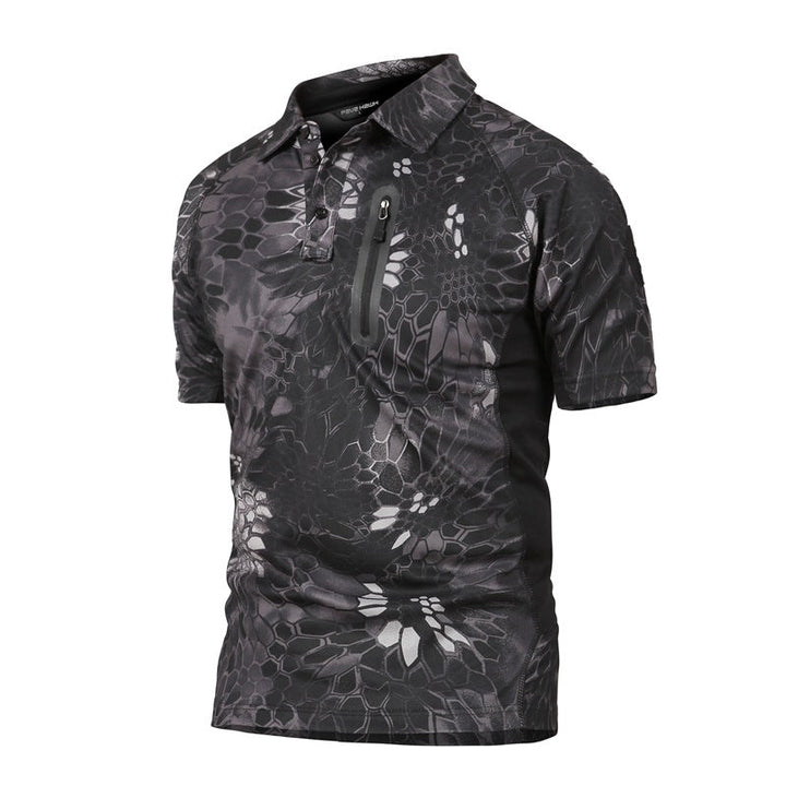 Men's Short Sleeve Quick Dry Black Multicam